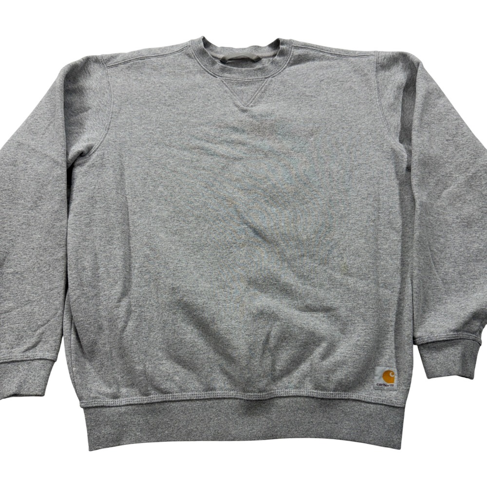 Carhartt Mens Loose Fit Crewneck Sweatshirt Heather Gray Small Logo Patch S